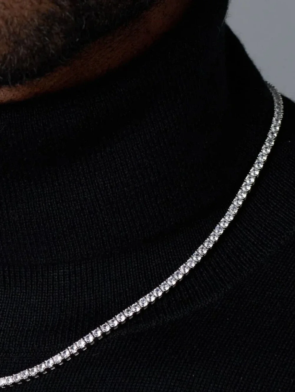Imperium 3mm Rhinestone Tennis Necklace Chain Silver Sparkle Necklace